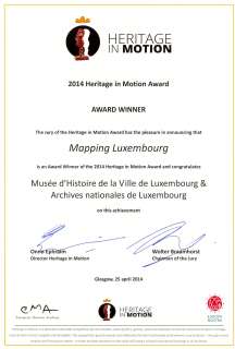 « Mapping Luxembourg » primé du Heritage in Motion Award 2014
