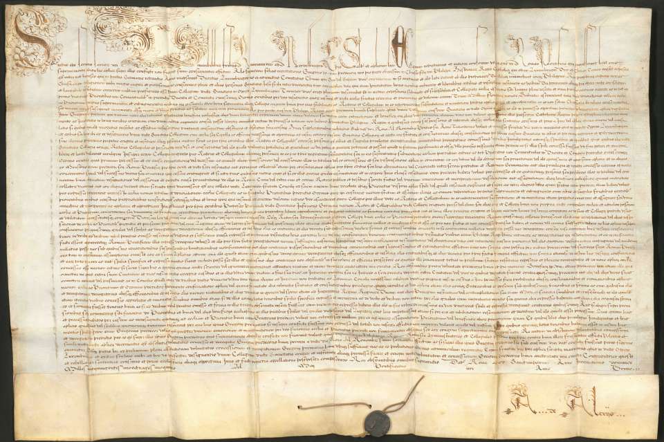Gründungsurkunde des Papstes Sixtus V. für das Jesuitenkolleg, 1585 (A-XXXVIII-01-0005)